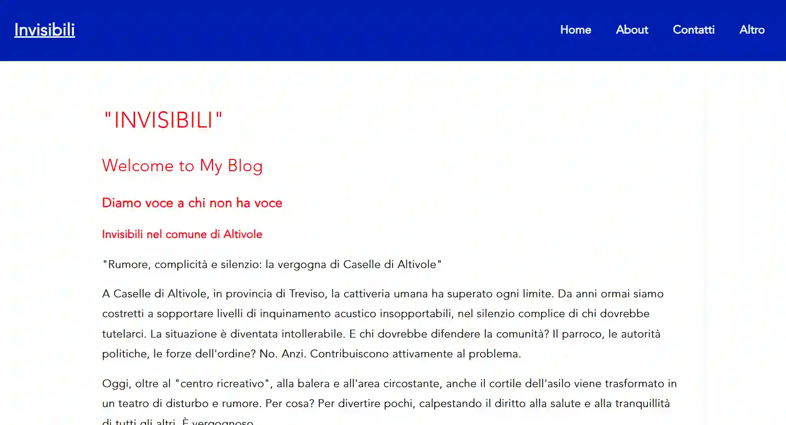 Sito ALTIVOLE.NET dedicato alla raccolta sistematica dei dati ambientali